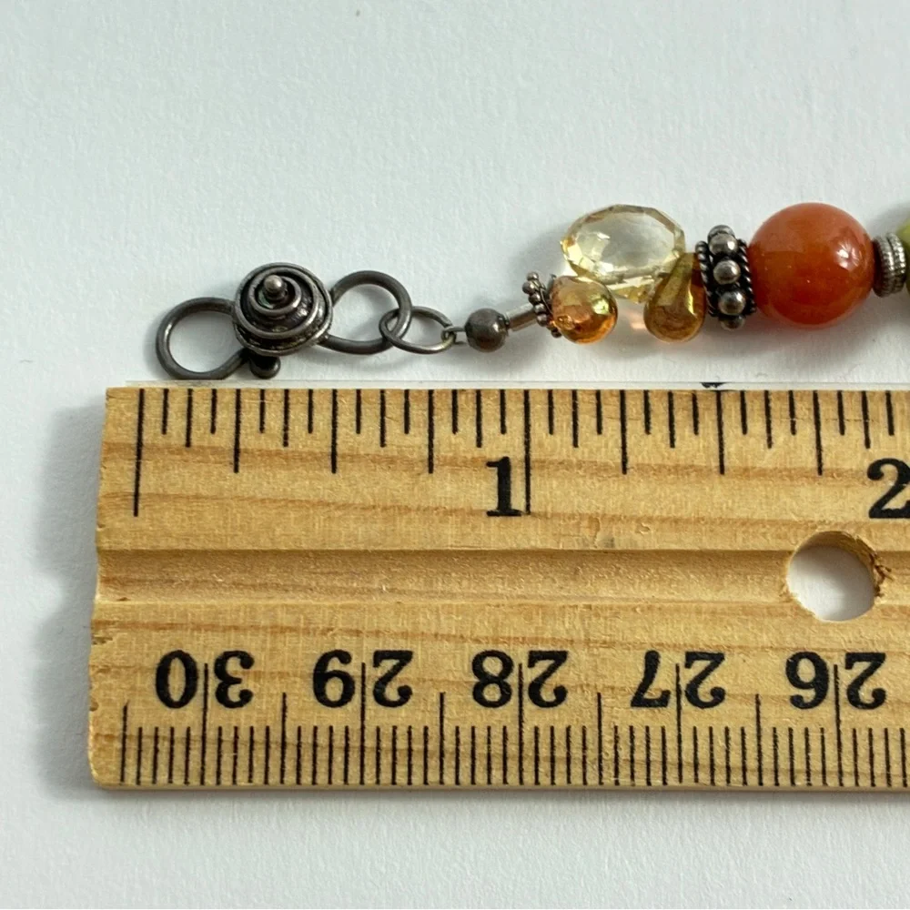 Artisan Beaded Bracelet Green Baroque Pearls Carnelian Citrine Earthy Tones